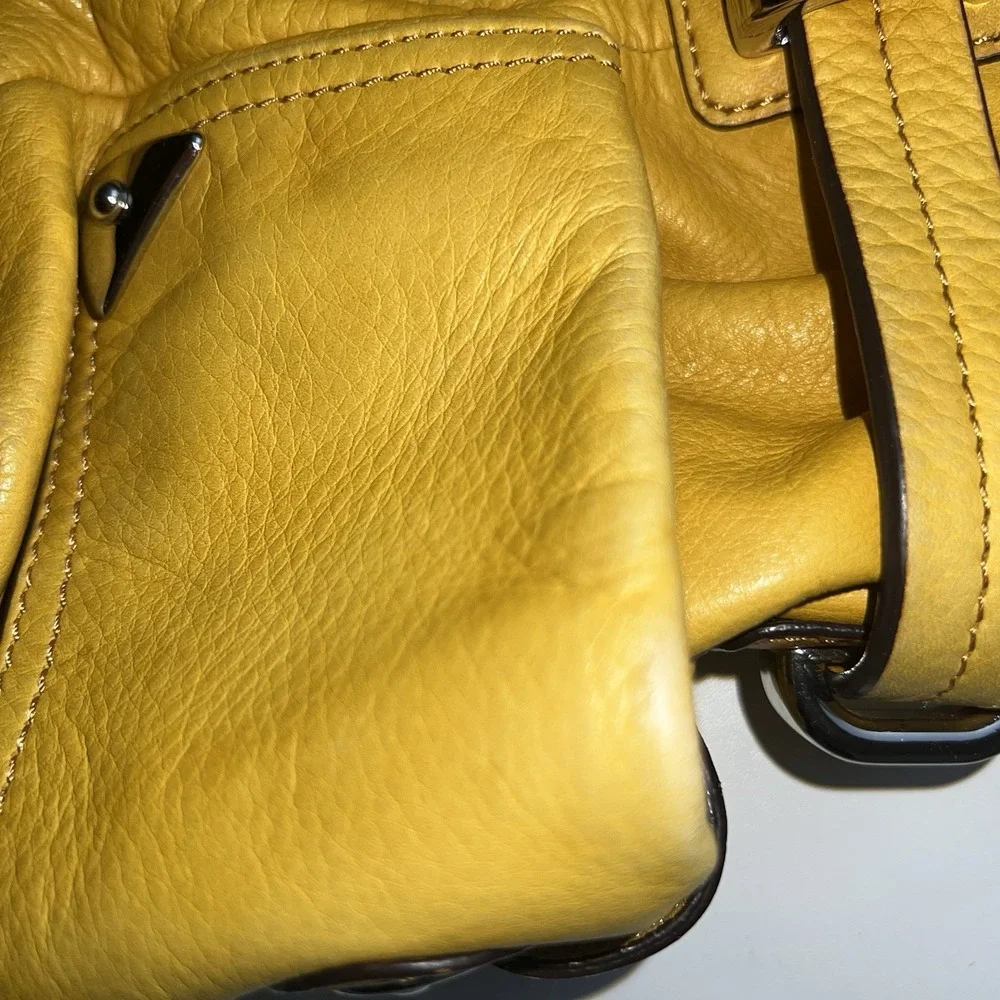 B. Makowsky Buttery Soft Genuine Leather Hobo Belted Shoulder Bag Mustard